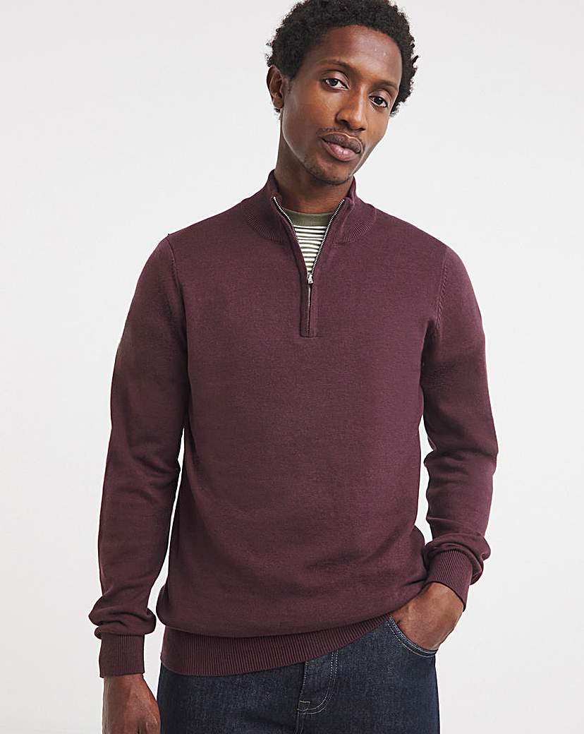 New In - Cotton 1/4 Zip Funnel Knit Top