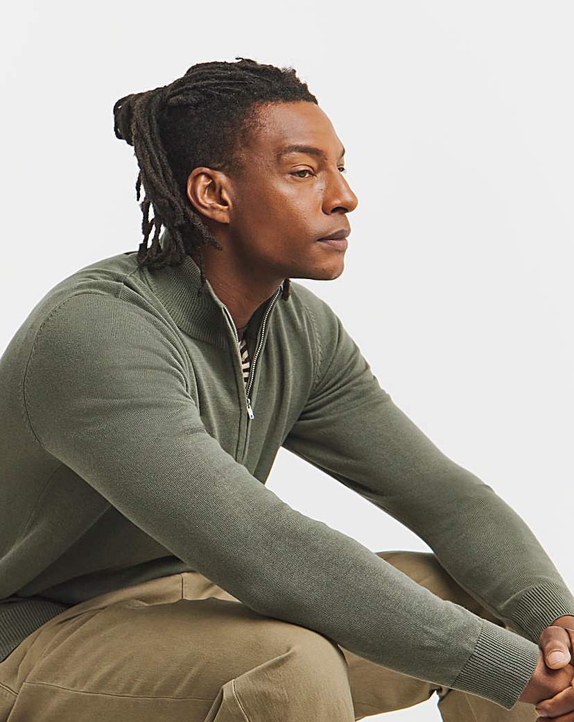 New In - Cotton 1/4 Zip Funnel Knit Top