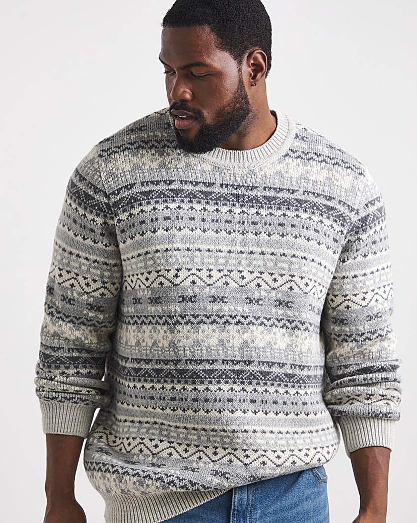 New In - Knitted Fairisle Crew Neck Jumper