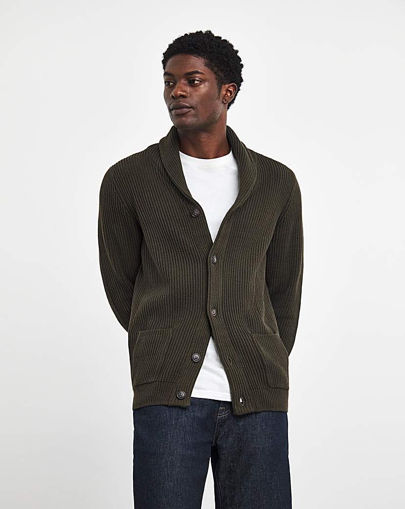 Khaki Fisherman Knit Cardigan