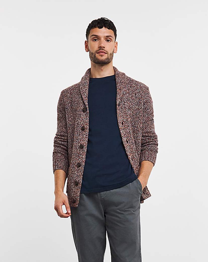 Twisted Yarn Shawl Neck Cardigan