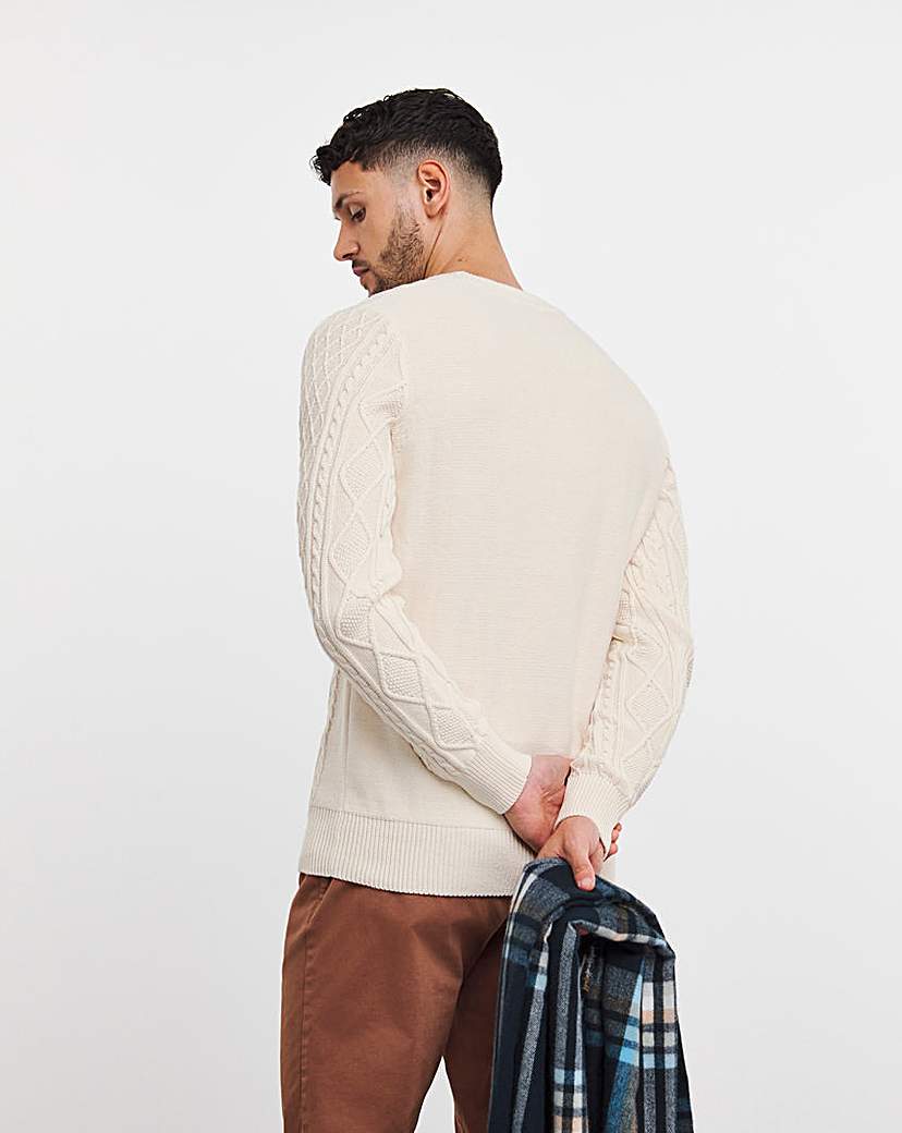 Ecru Cable Knit Crew Neck