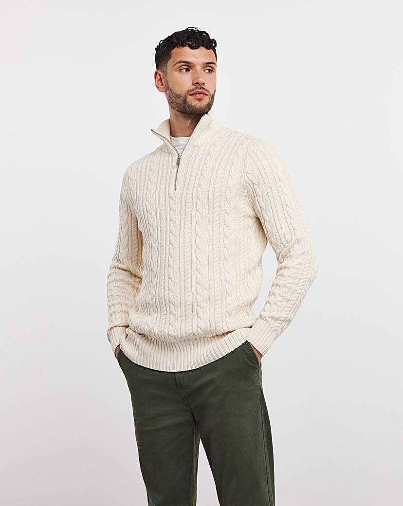 Ecru Cable Knit 1/4 Zip