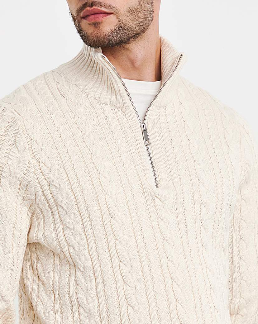Ecru Cable Knit 1/4 Zip