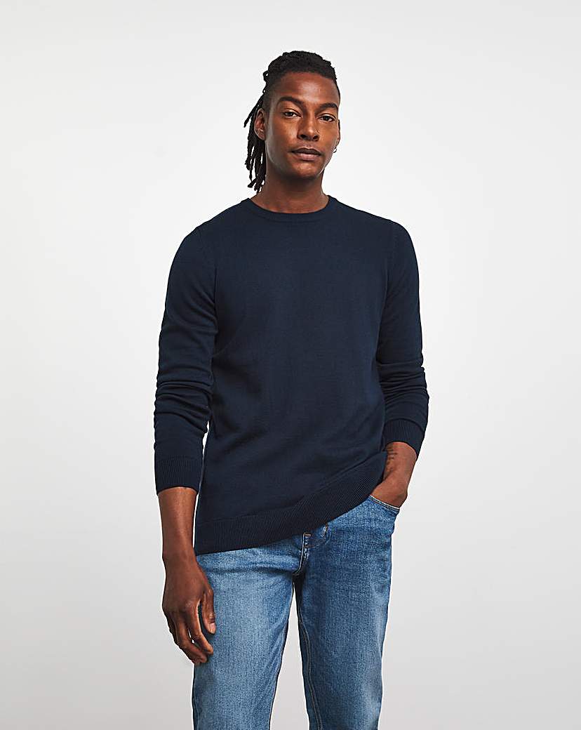 Dark Navy Cotton Crew Neck Jumper