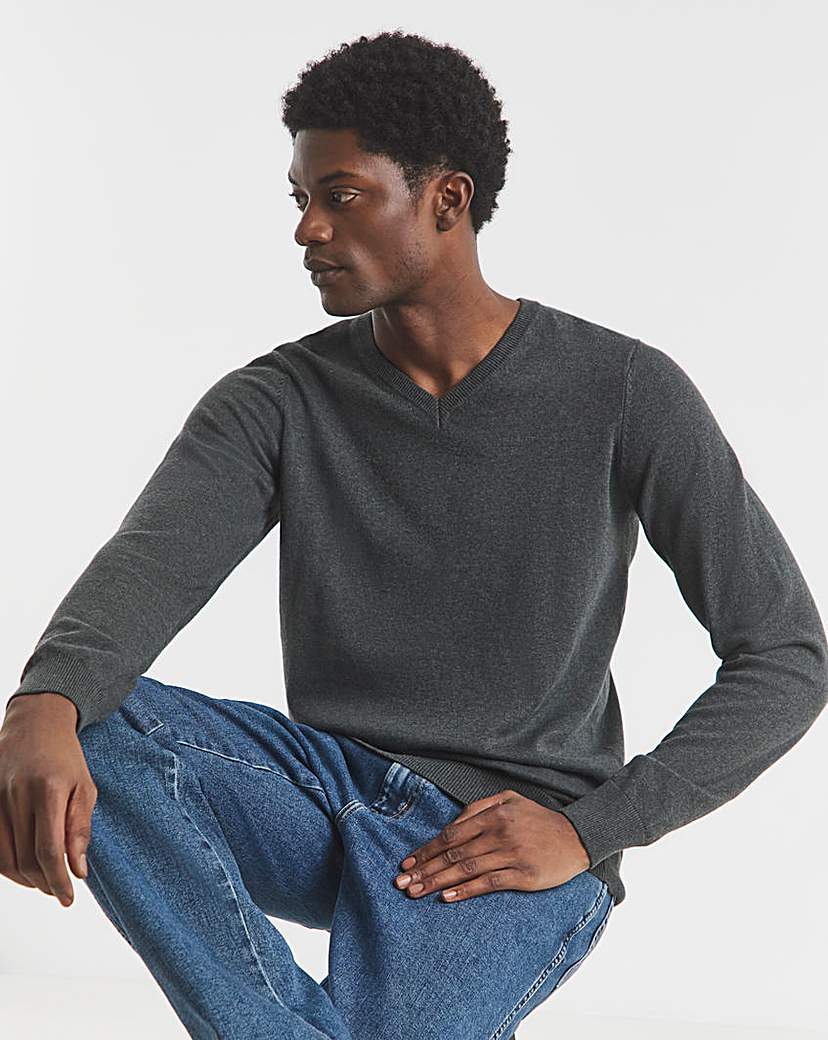Cotton V Neck Knitted Jumper