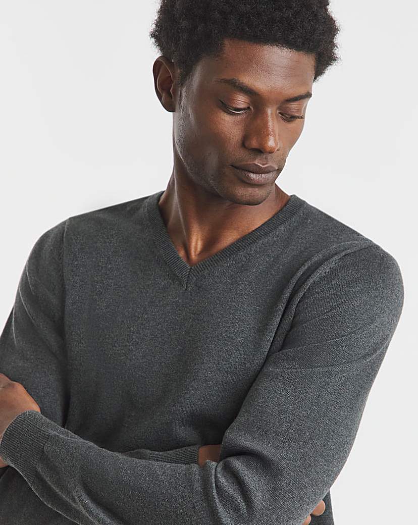 Cotton V Neck Knitted Jumper