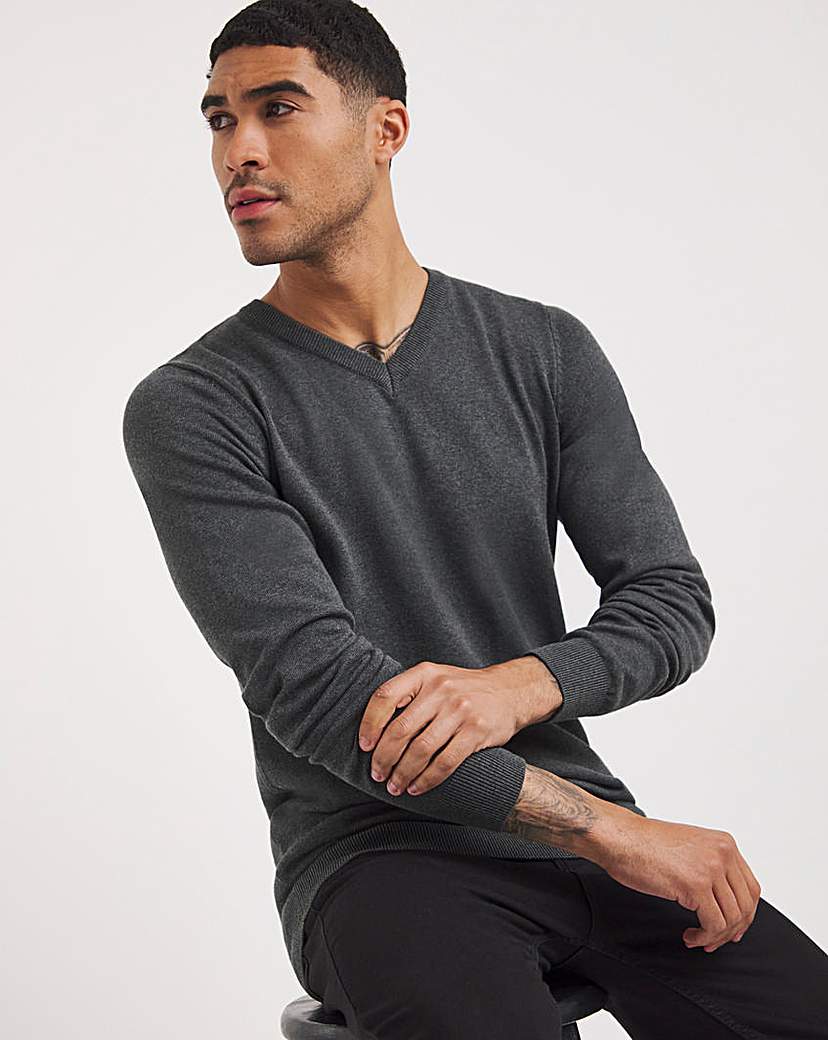 Cotton V Neck Knitted Jumper