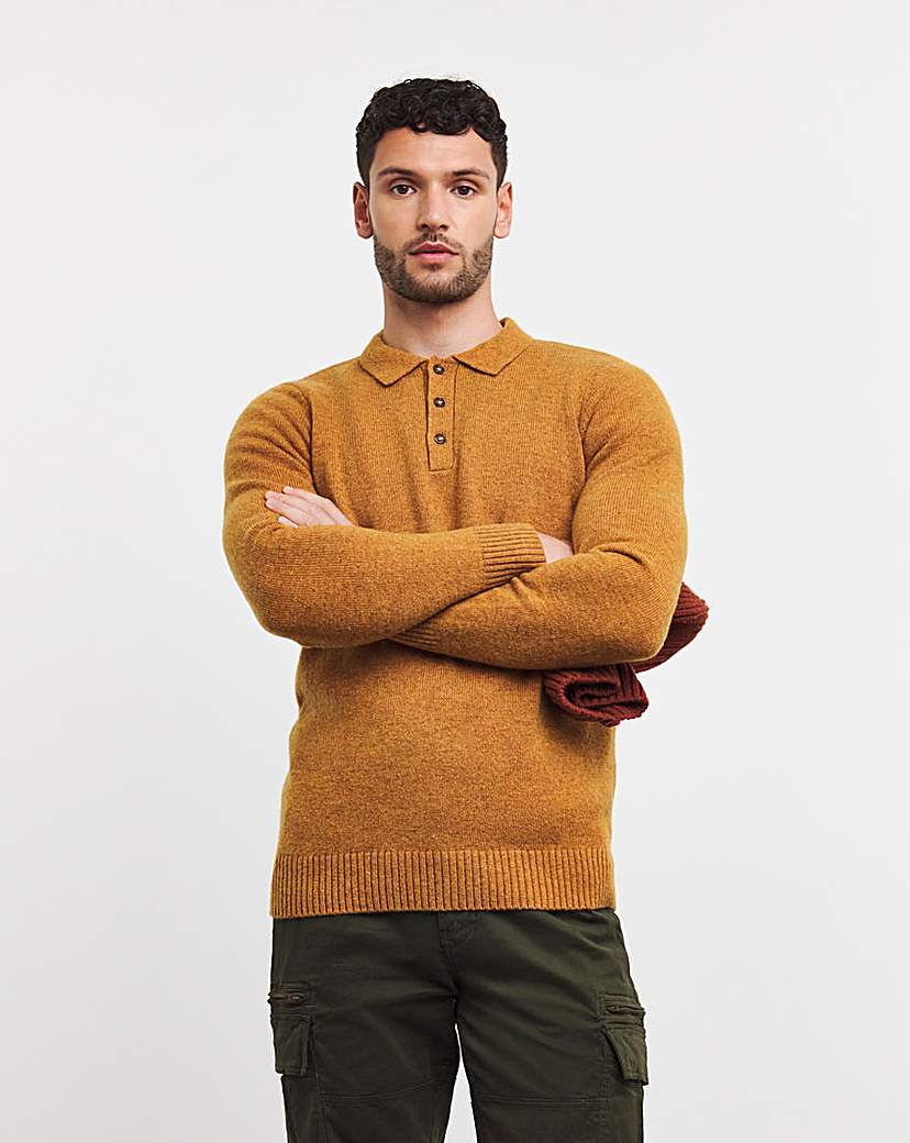 Mustard Lambswool Long Sleeve Polo