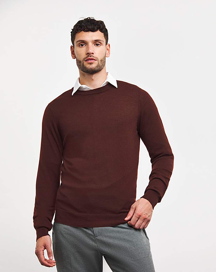 Burgundy Merino Wool Crew Neck