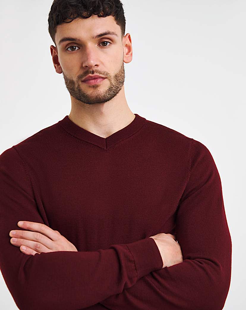 Rust Merino Wool V Neck