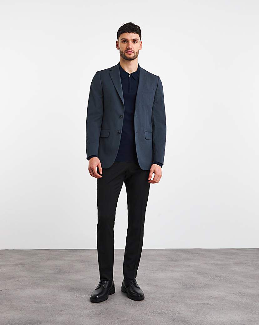 Navy Merino Wool Long Sleeve Zip