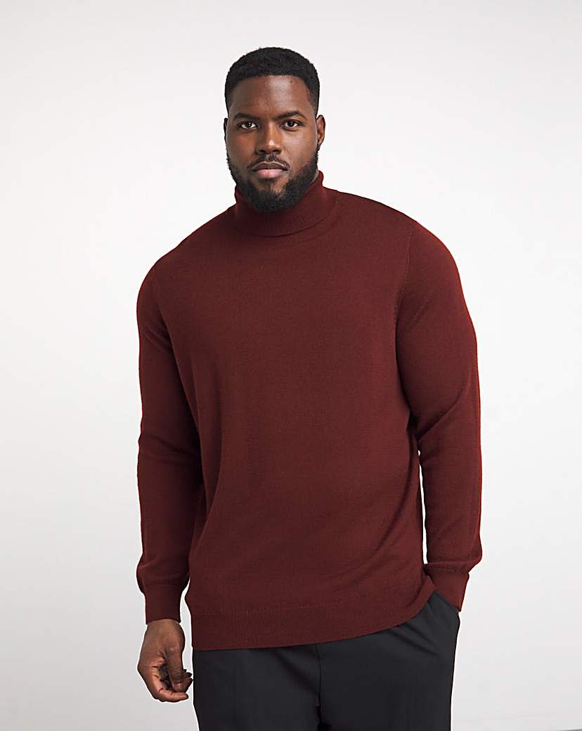 Rust Merino Wool Roll Neck