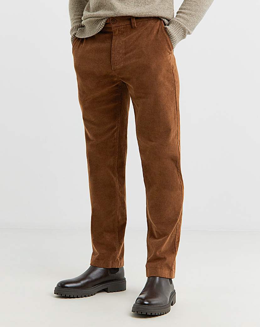 Cord Cotton Stretch Straight Fit Chino Rust …