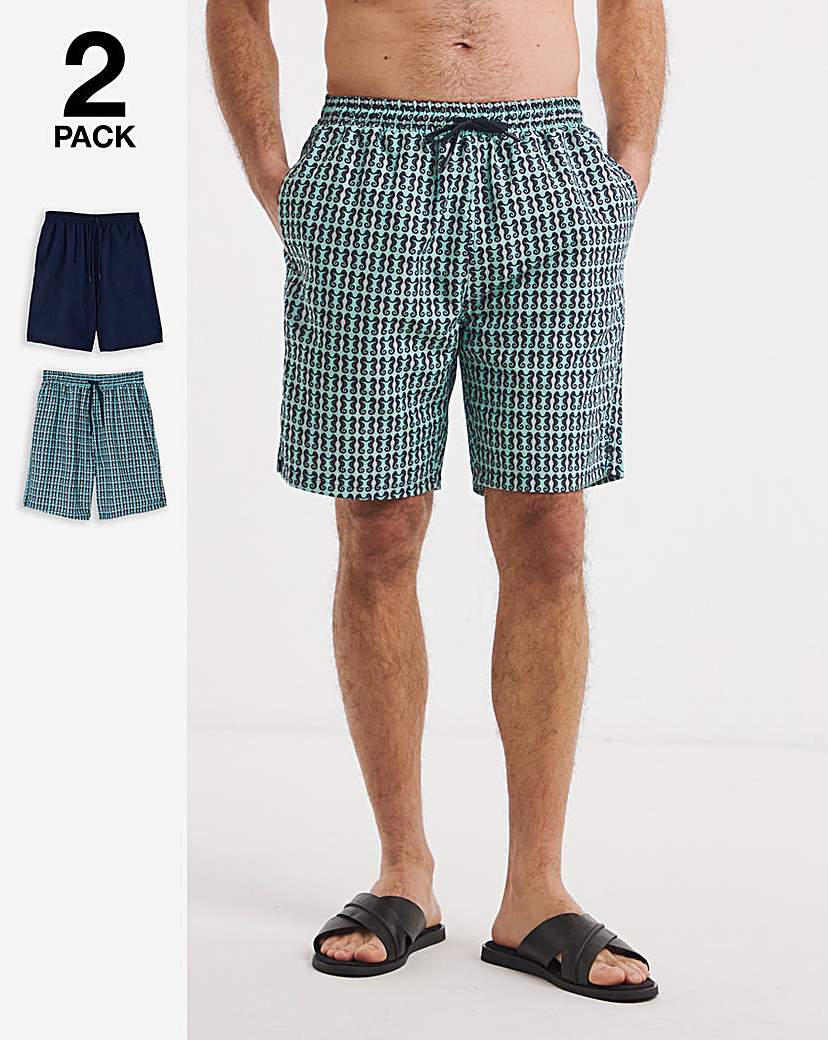 2 Pack Seahorse Swim Shorts Long