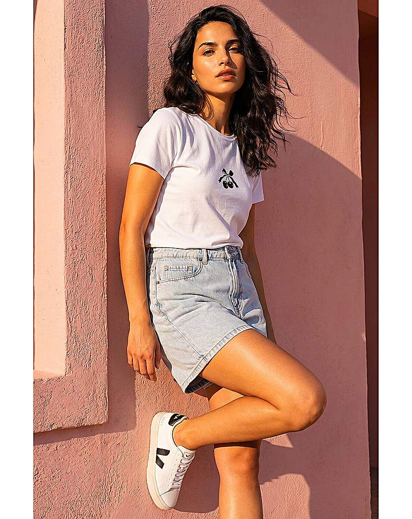 Roman Originals - Women's - T-Shirt - Cherry Print - Ivory - Size 18