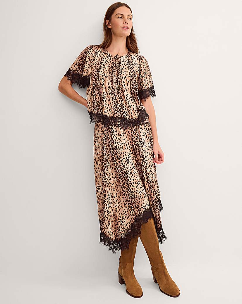 Monsoon Babette Leopard Print Midi Skirt