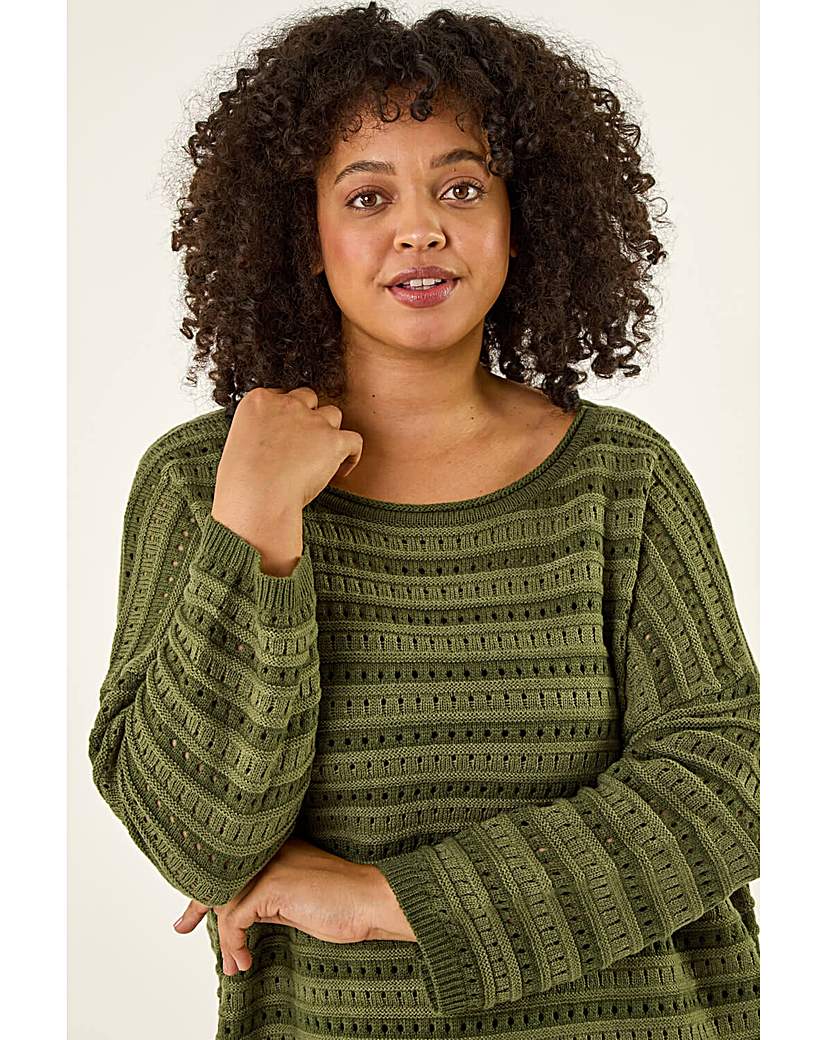 Roman Curve Crochet Stripe Knit