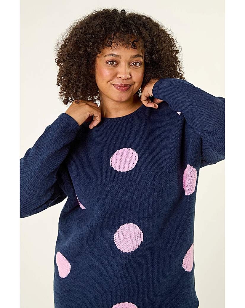 Roman Curve Large Spot Knit Jumper