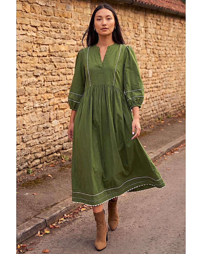 Roman Ric Rac Collared Midi Dress