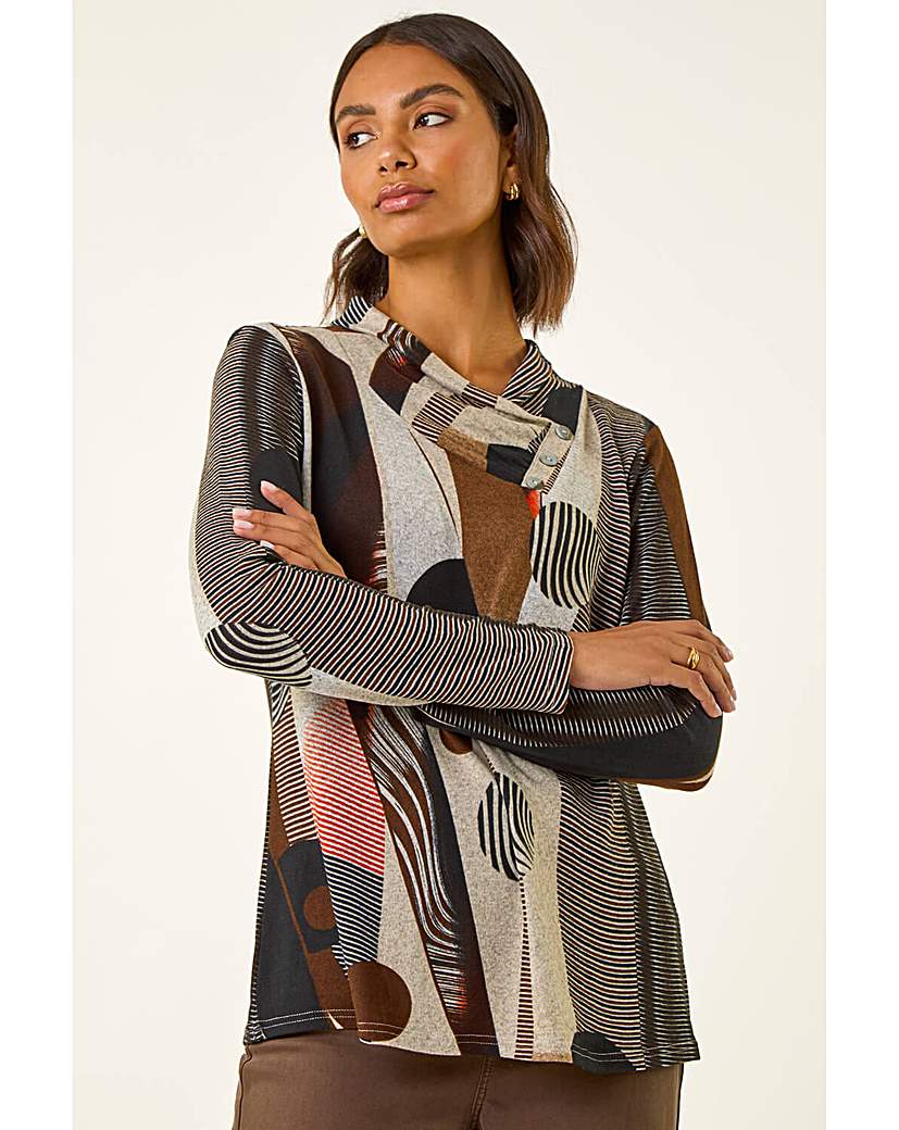 Roman Abstract Print Snit Top