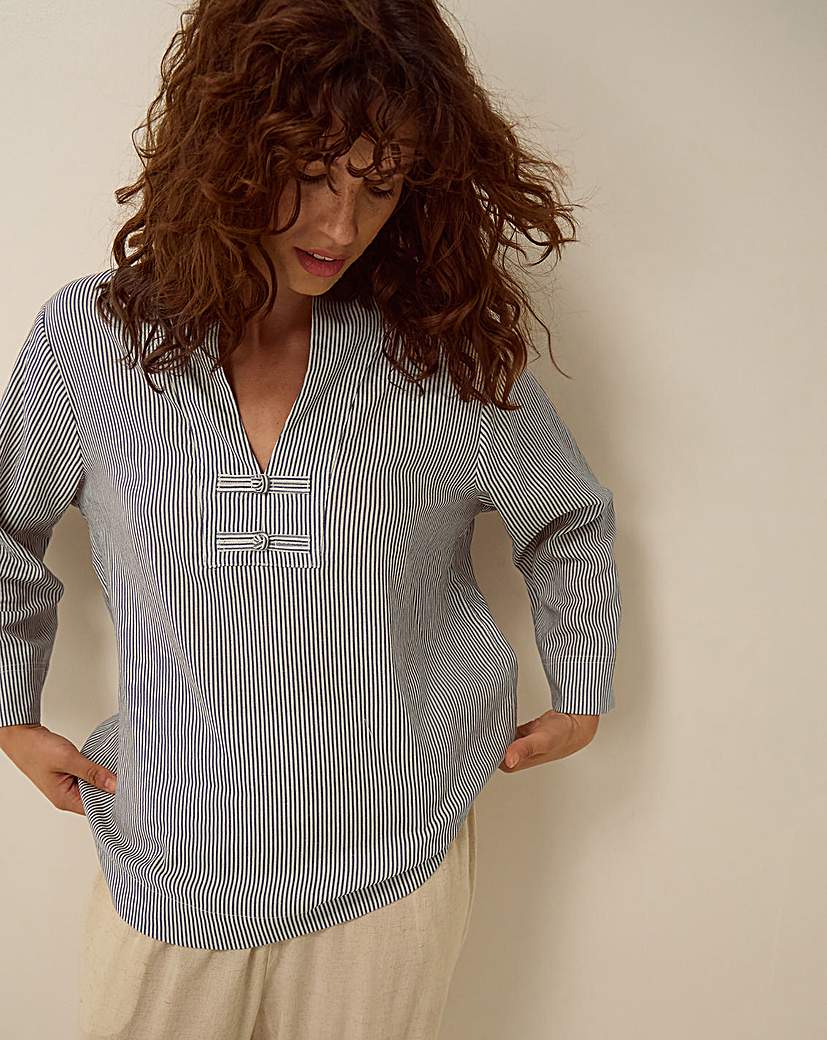 Monsoon Alexa Stripe Linen Blend Top