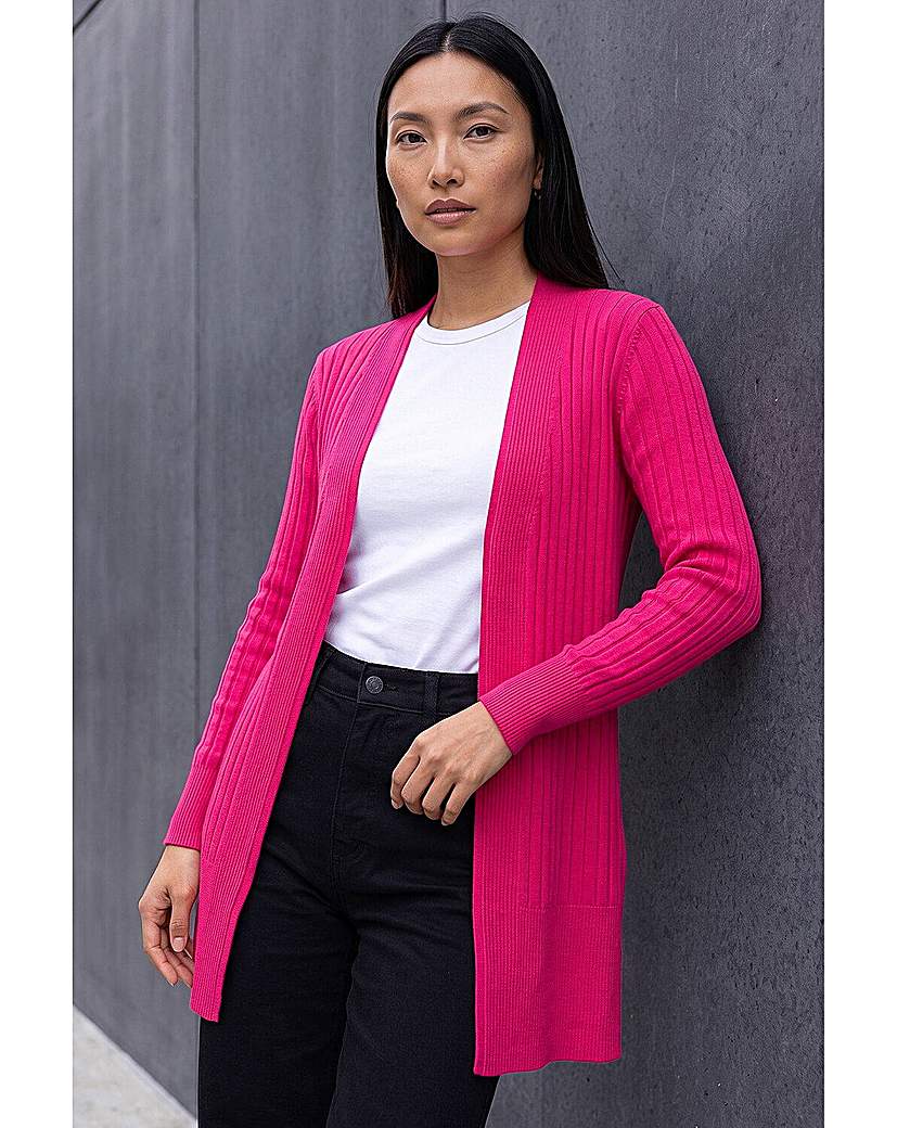 Roman Longline Stretch Ribbed Cardigan
