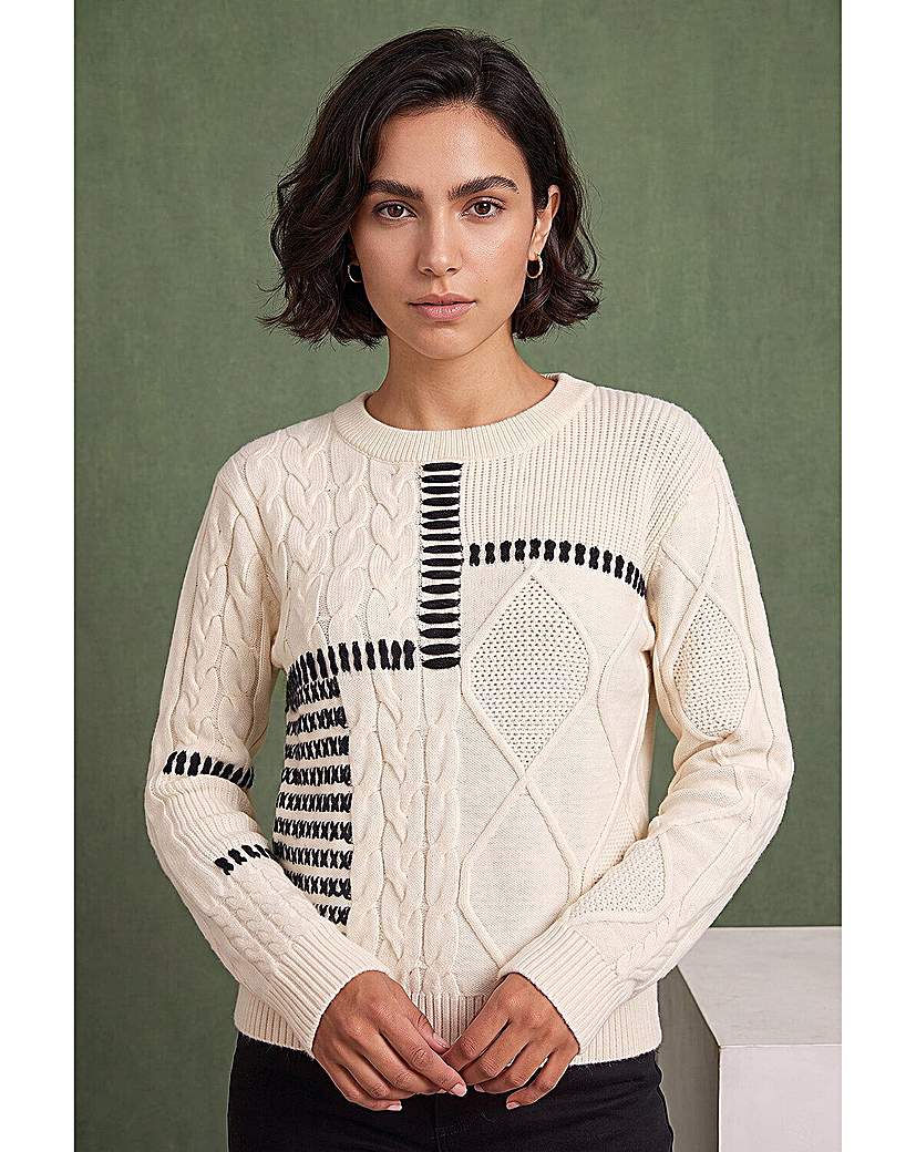 Roman Crew Neck Cable Knit Jumper