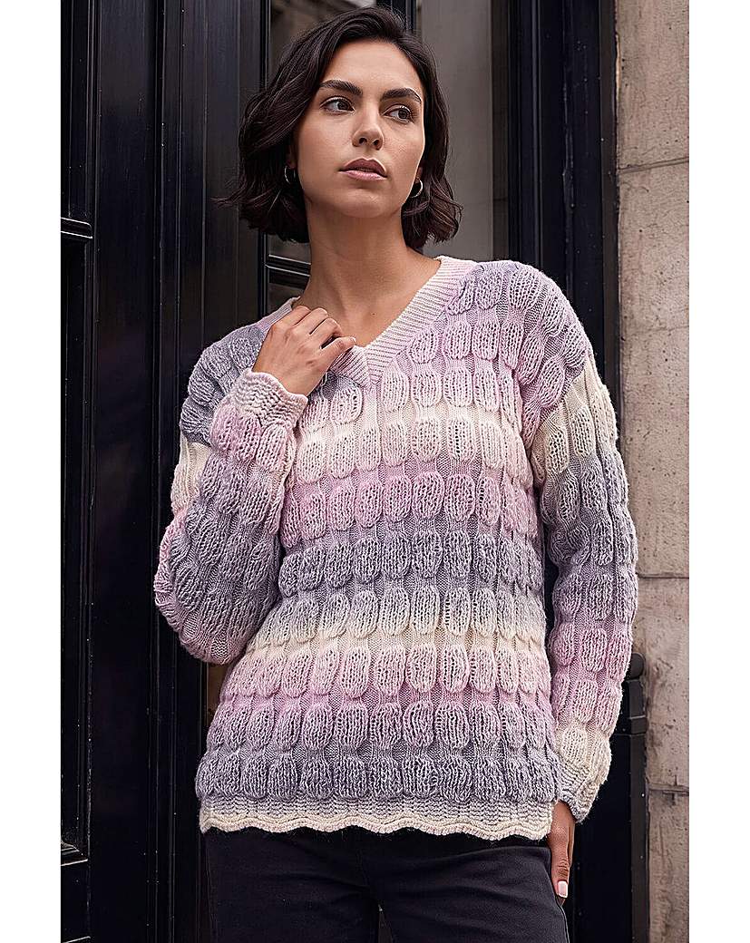 Roman Ombre Textured V-Neck Knit Jumper