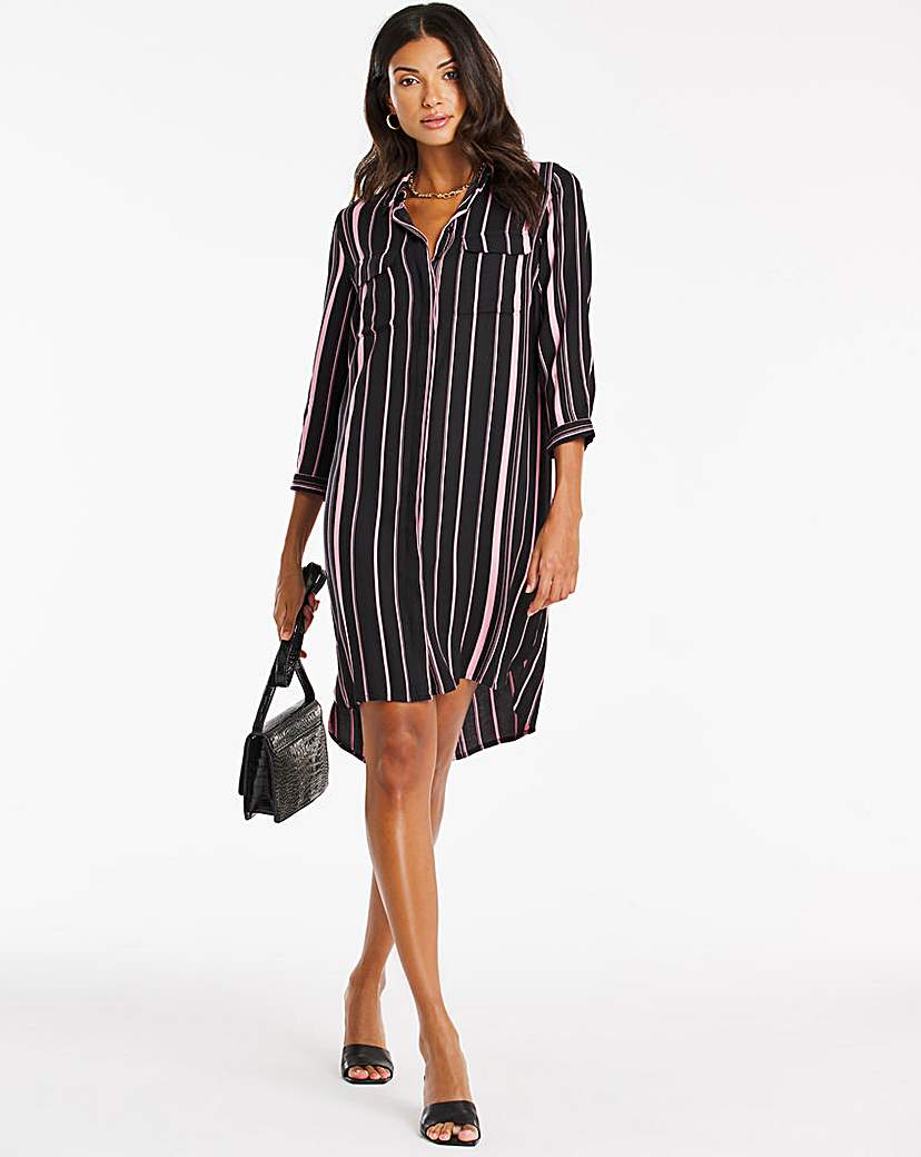 Rose Stripe Shirt Dress