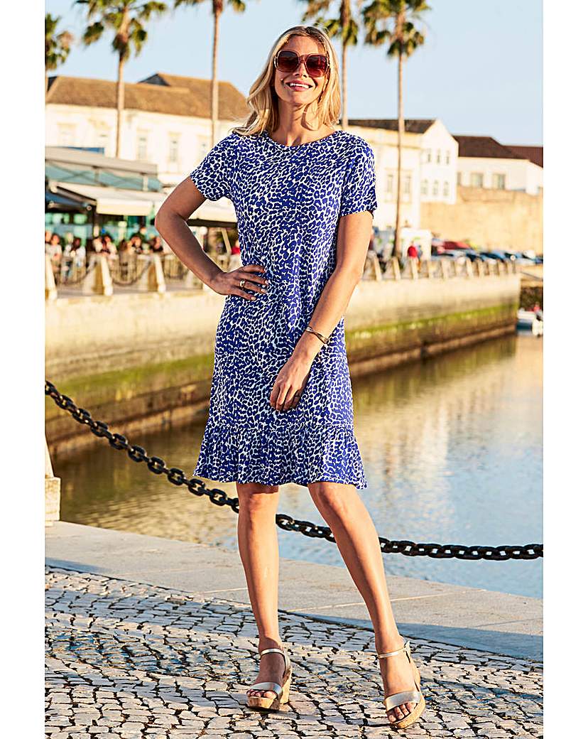 Sosandar Ruffle Hem Shirt Dress - Blue Multi-Coloured