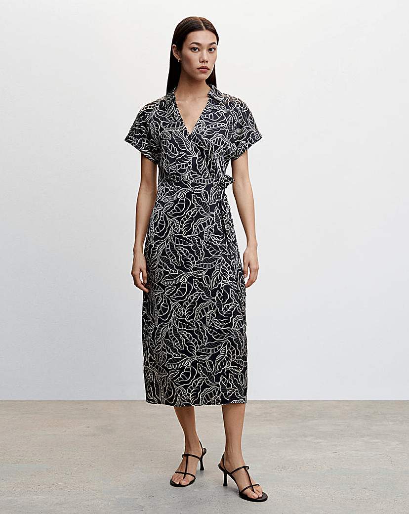 Mango Print Wrap Dress