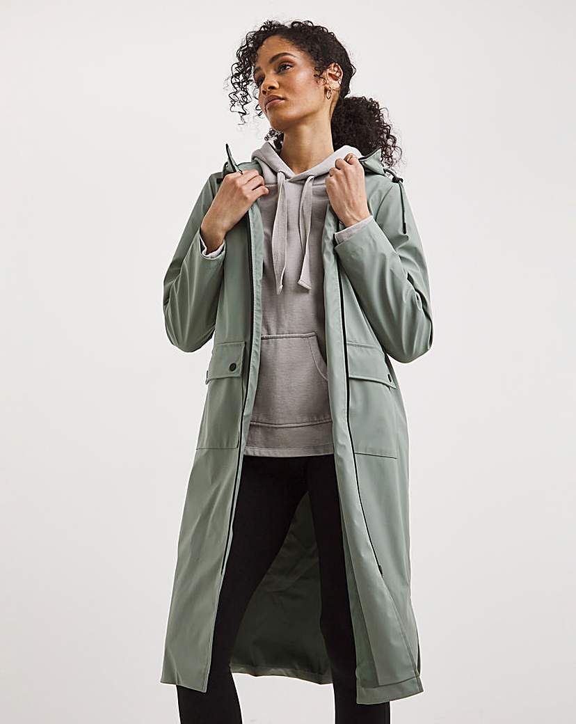 Sage Longline Coated Raincoat