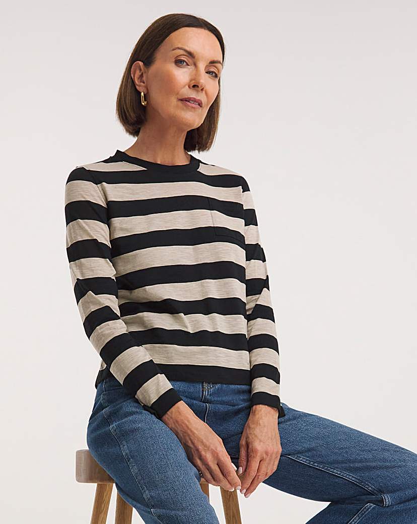 Whistles Stripe Crew Pocket Top