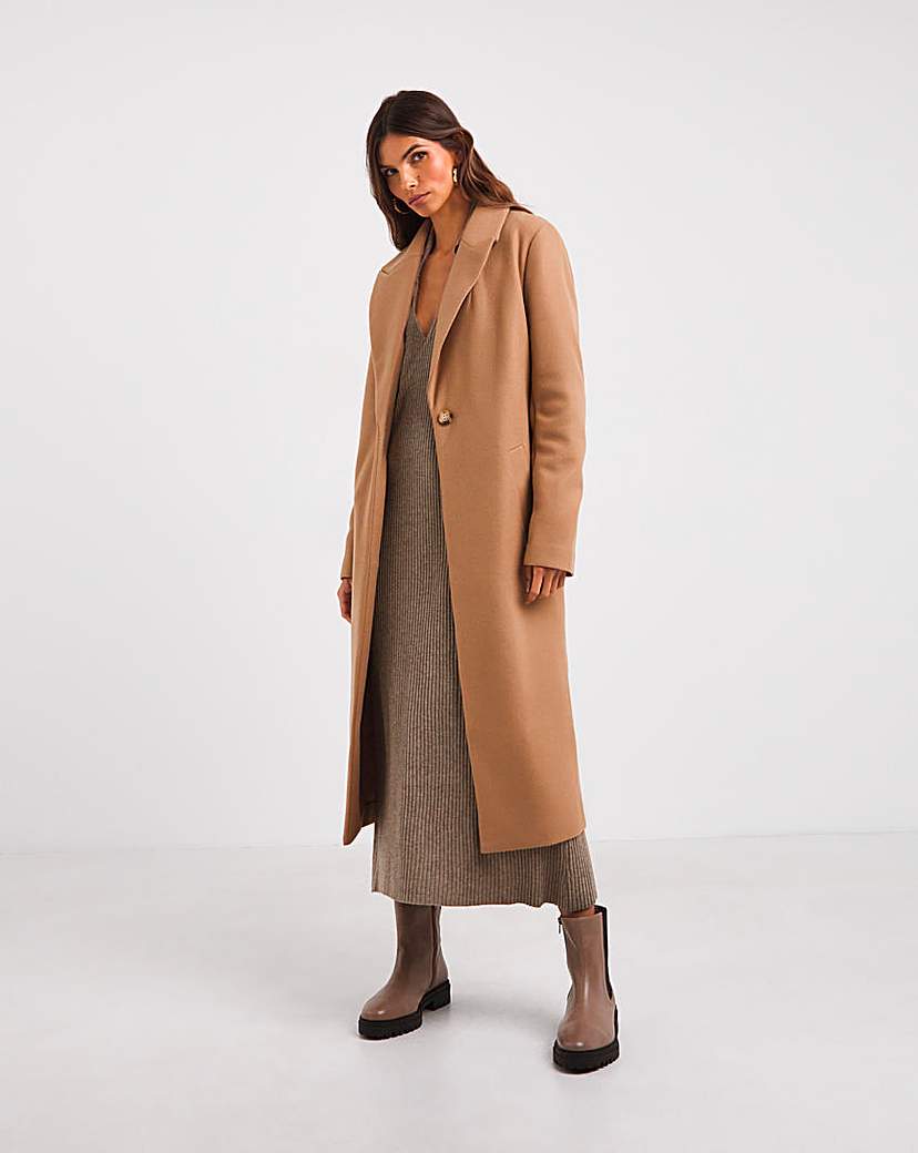 Camel Single Breasted Unlined Coat