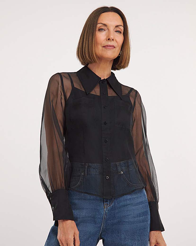 Whistles Penelope Silk Mix Organza Shirt