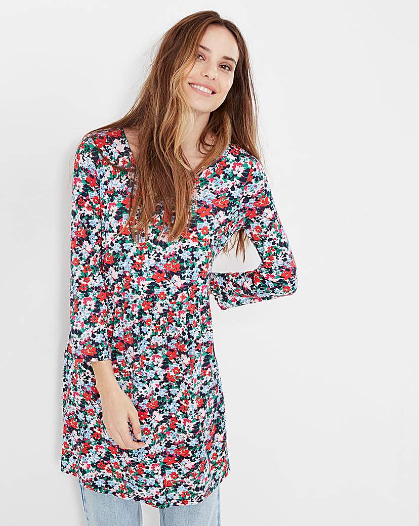 Joules Erin Floral V Neck Jersey Tunic