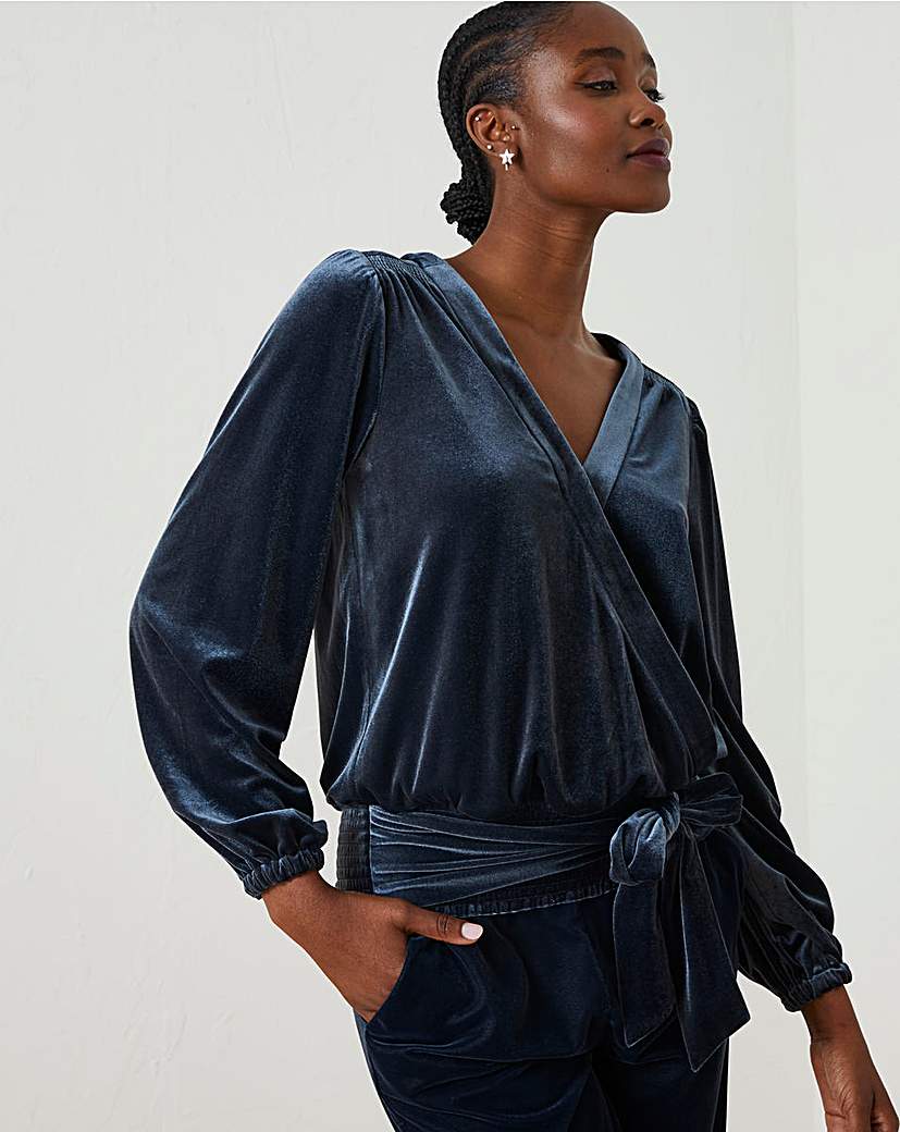 FatFace Velvet Wrap Top