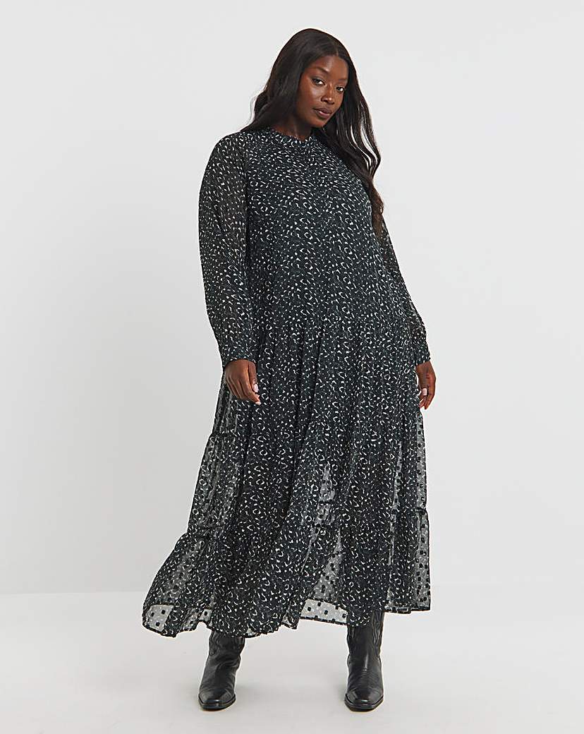 New In - Religion Collarless Spot Maxi Dress