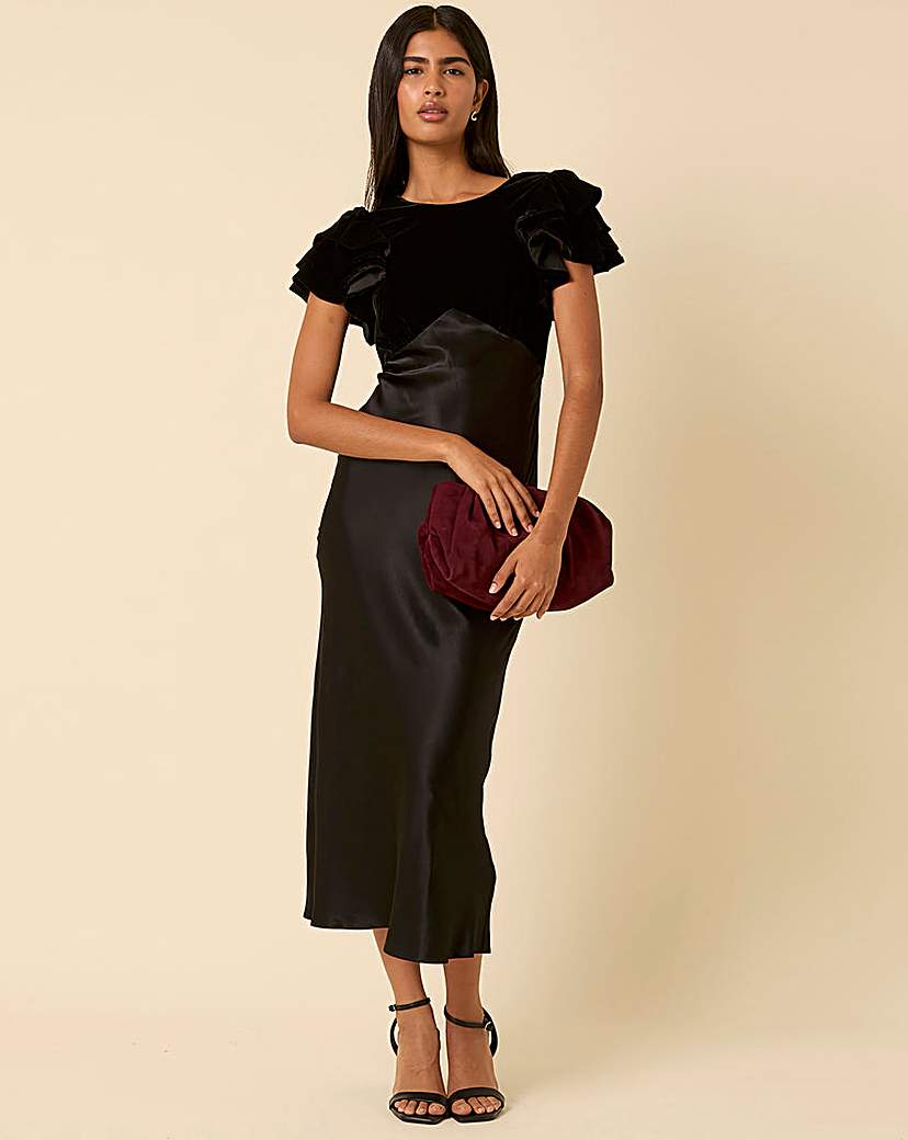 New In - Nobody's Child Velvet Mix Midi Dress