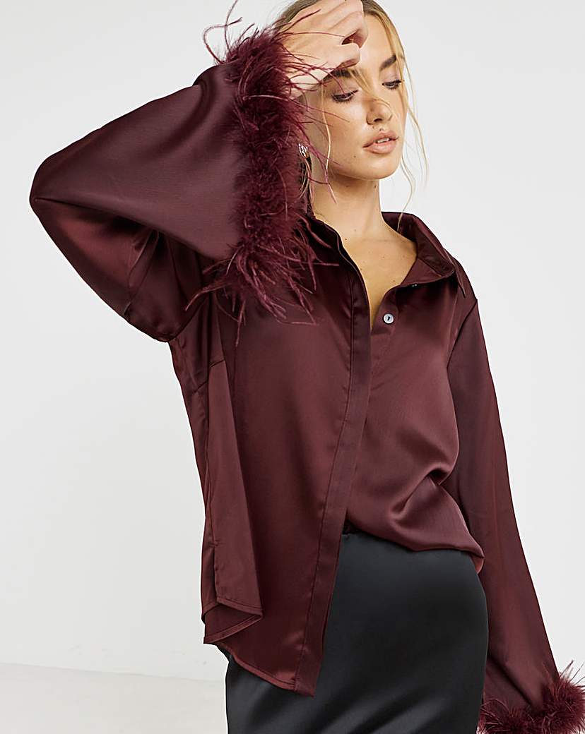 New In - Lovedrobe Satin Feather shirt