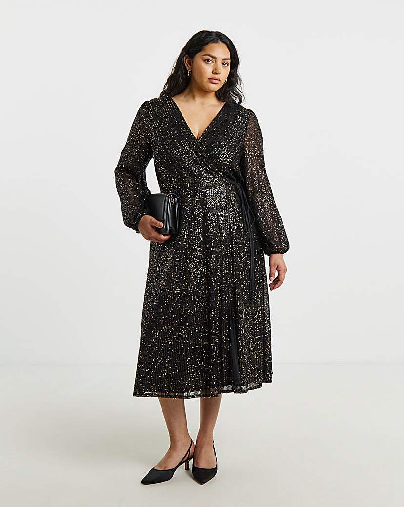 New In - Lovedrobe Sequin Wrap Dress