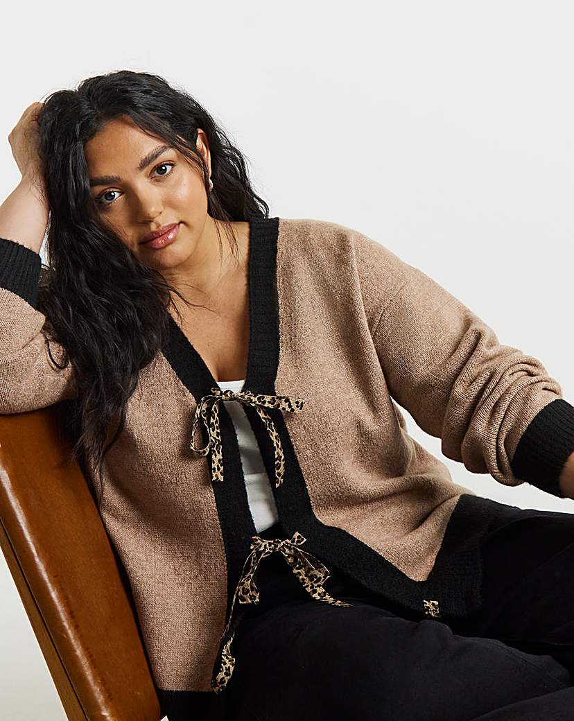 New In - Lovedrobe Animal Print Bow Cardigan
