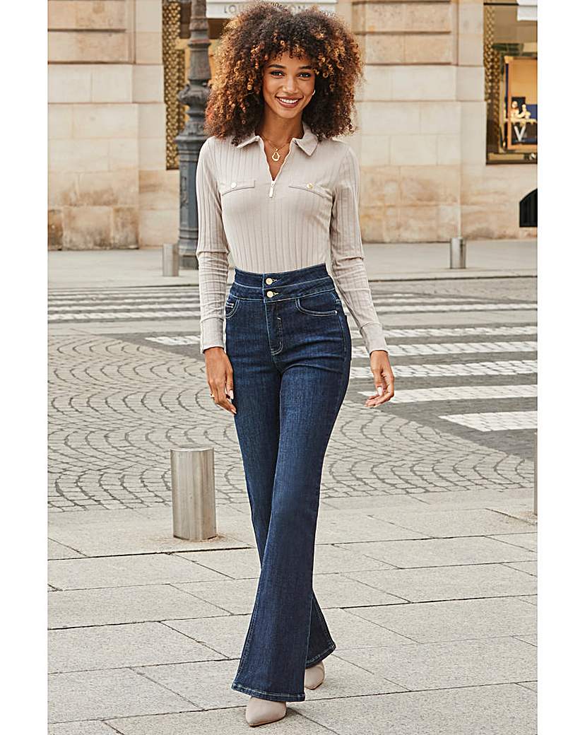 New In - Sosandar Contour Waist Kick Flare Jean