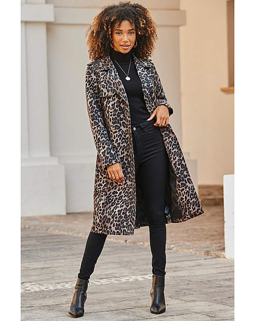 New In - Sosandar Animal Print Trench Coat