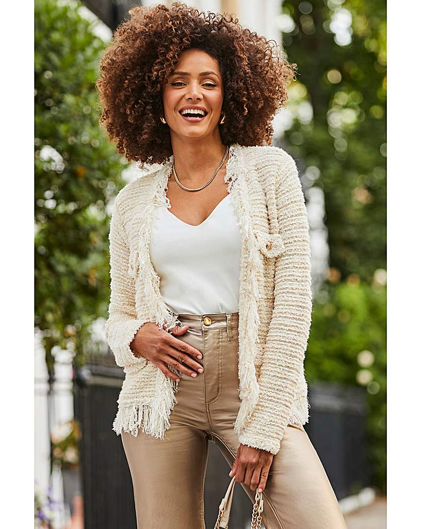 New In - Sosandar Fringed Bouche Trophy Cardigan