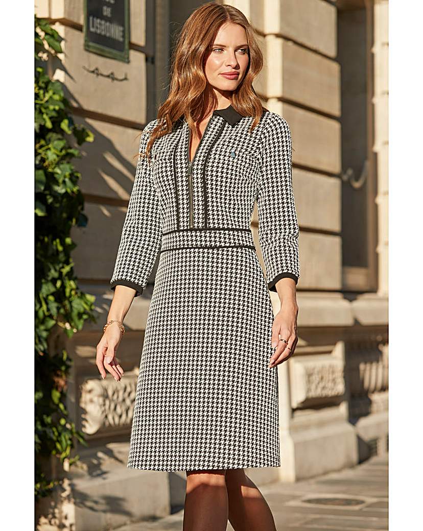 New In - Sosandar Contrast Dogtooth Dress
