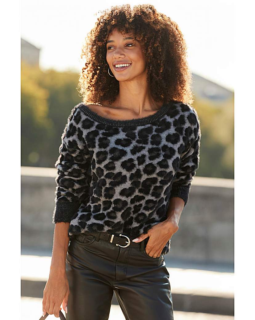 New In - Sosandar Fluffy Jacquard Metallic Jumper
