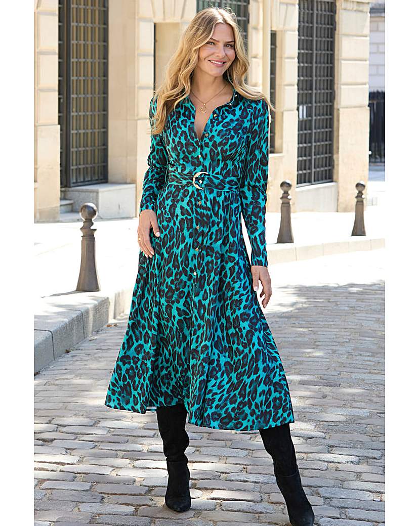 New In - Sosandar Belted Animal Shirt Dress