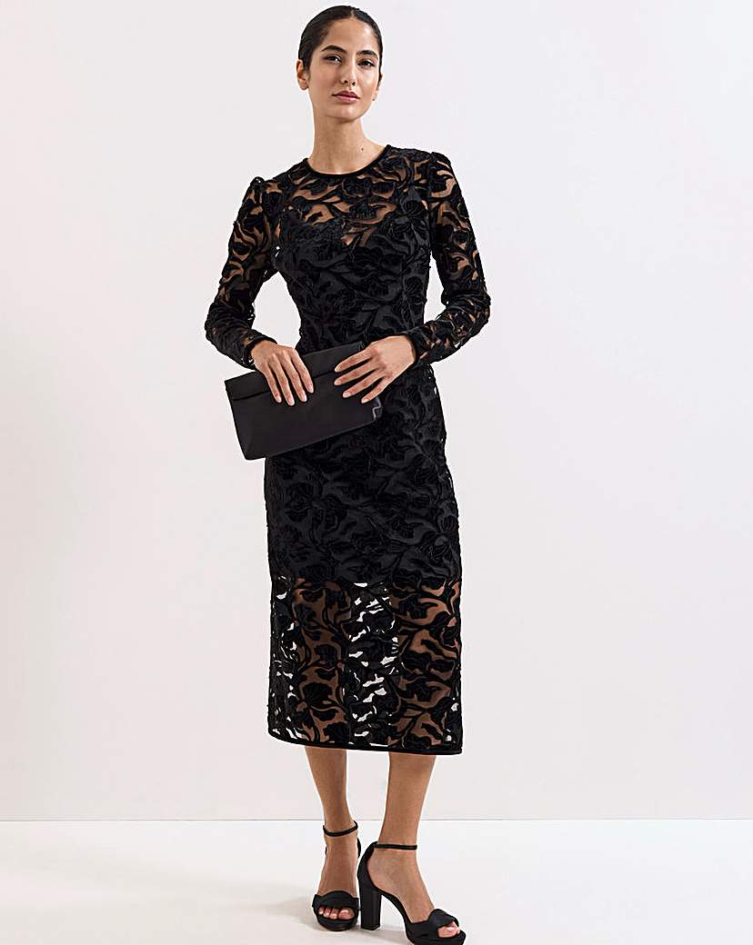 Phase Eight Women's Black Viktoria Applique Dress Size 8
